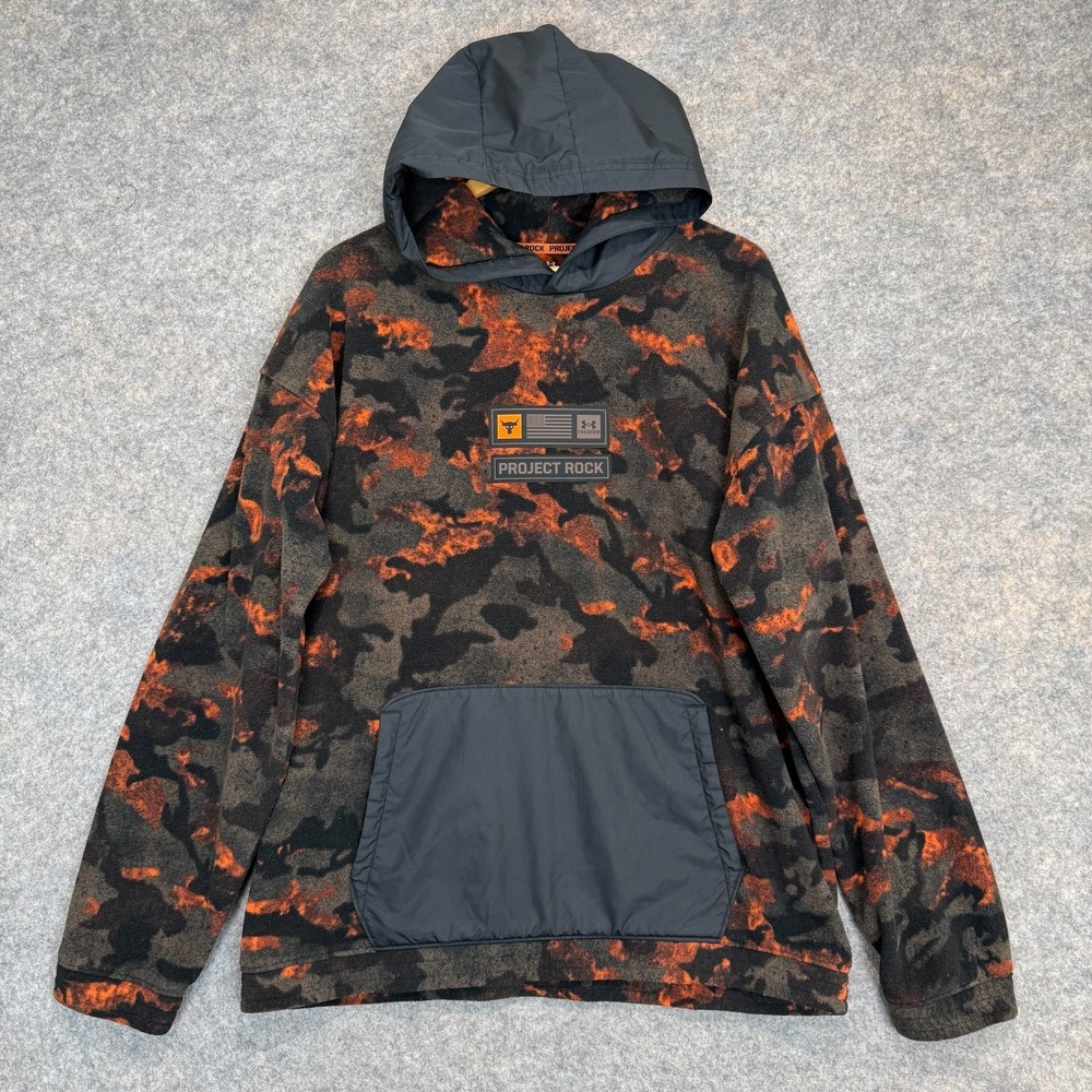 Under Armour Project Rock Veterans Day Fleece Hoodie Sweatshirt Mens XL Camo
